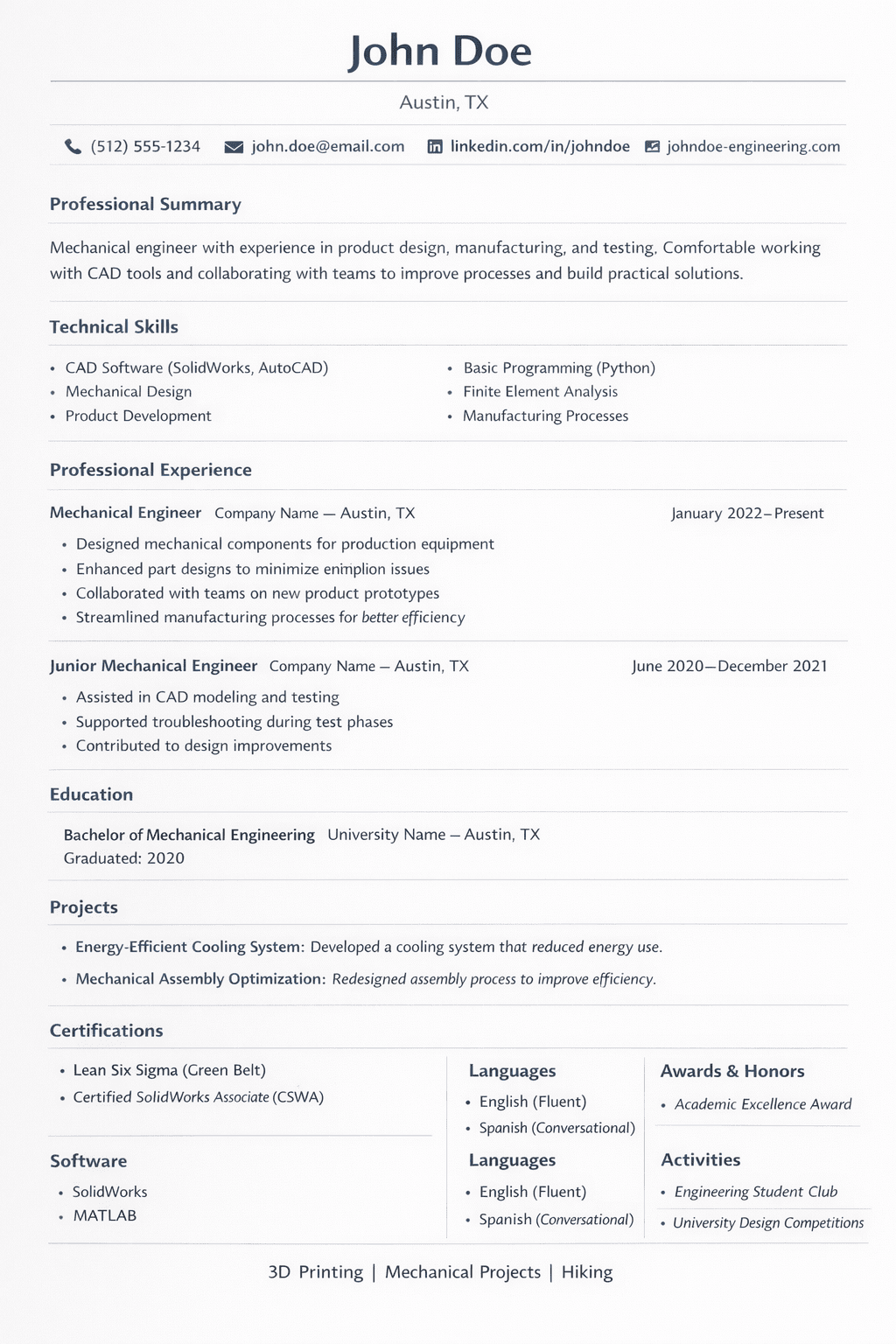 Professional resume of a mechanical engineer.png