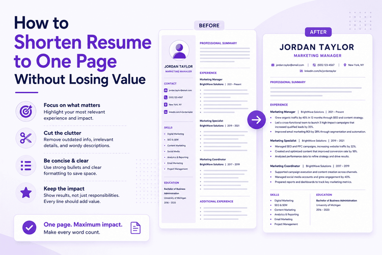 How to Shorten Resume to One Page Without Losing Value
